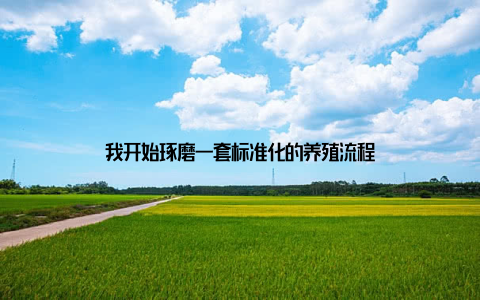 我开始琢磨一套标准化的养殖流程