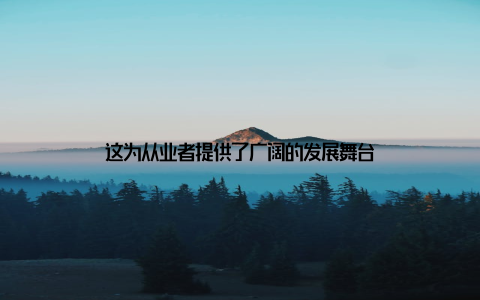 这为从业者提供了广阔的发展舞台