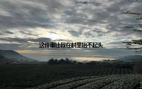 这件事让我在村里抬不起头